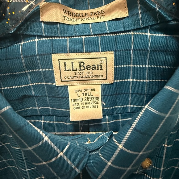 LL Bean Men's Traditional Fit Wrinkle Resistant Plaid Shirt Large-Tall - Picture 4 of 6